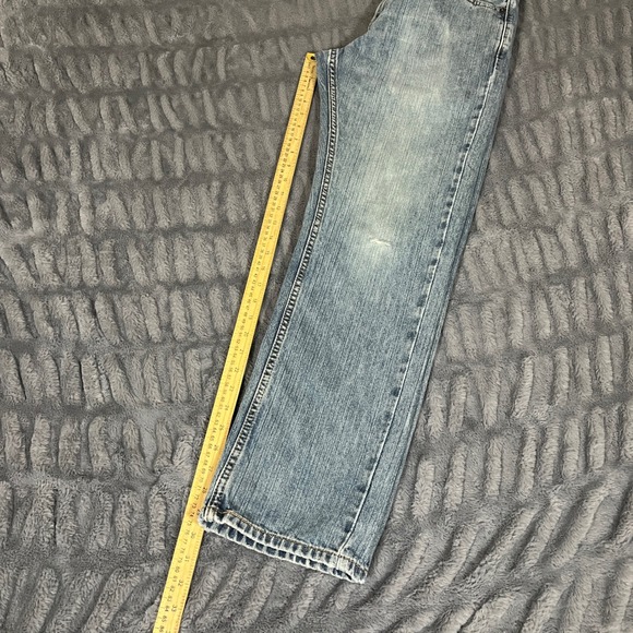 Levis 559 Relaxed Straight Jeans Mens 31x32 Light Wash Blue Denim Distressed - Picture 9 of 12